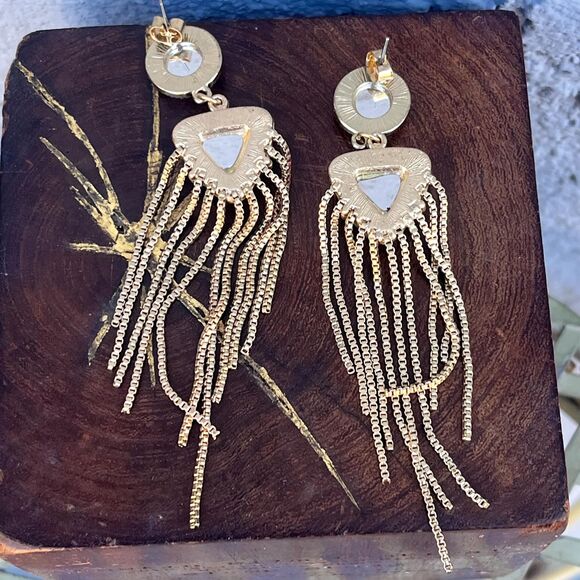Vintage Long Dangle Earrings in Red rhinestone statement piece - Picture 4 of 9